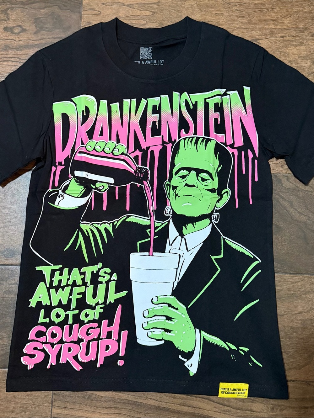 Drankenstein Graphic Tee — Black with Neon Green & Pink